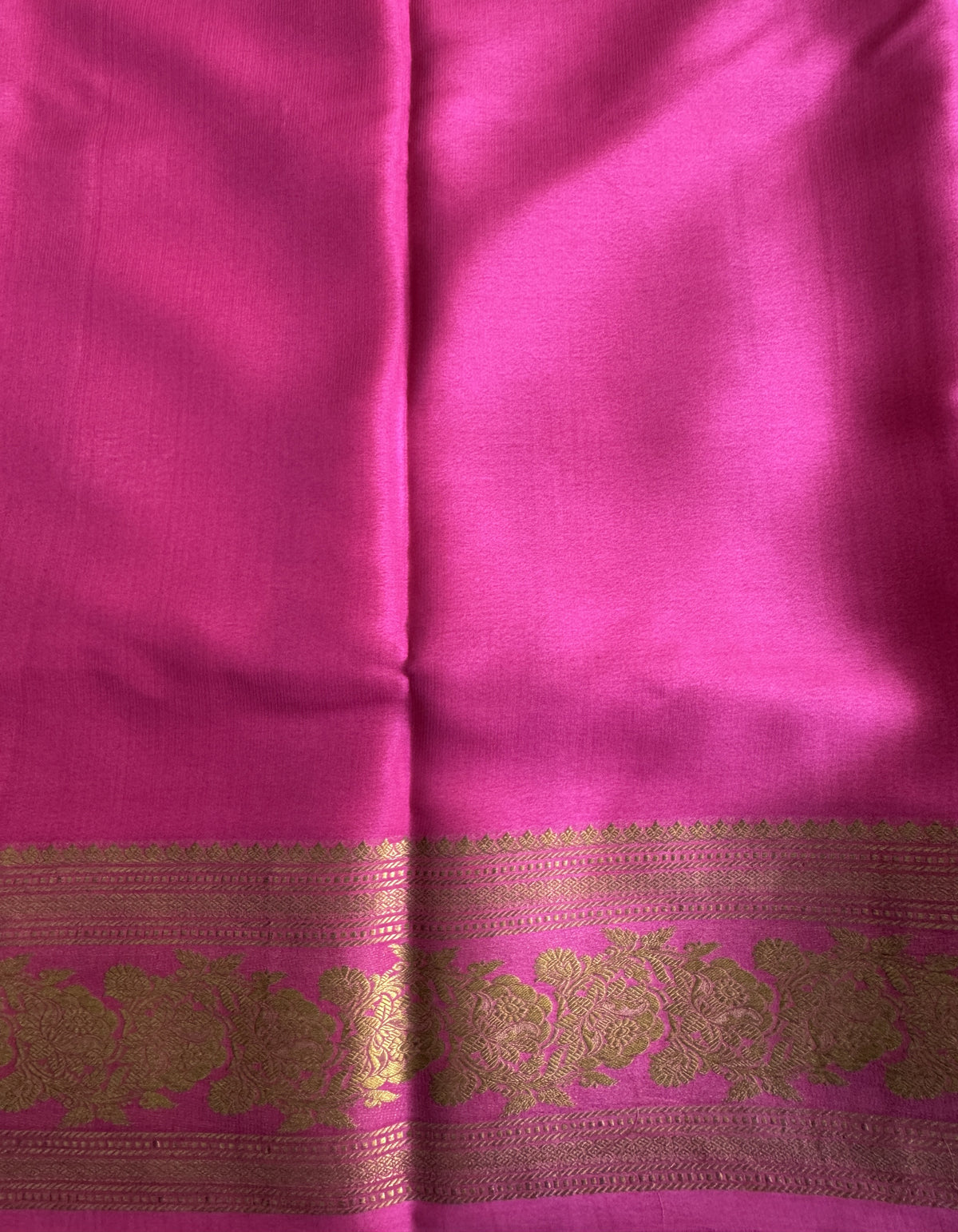 Maroon Mysore Crepe Silk Saree with Silver Zari Border | Pure Handloom | Silk Mark Certified