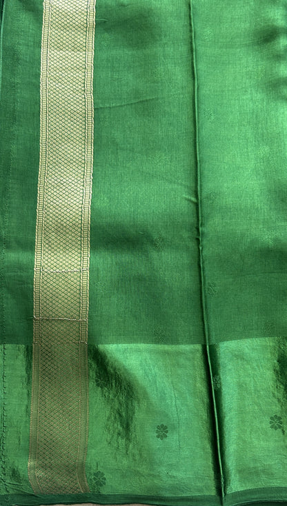 Mona Silk Saree Dark Green Colored Complemented with a Mashrur Border. - Sampradaya Designer Studio