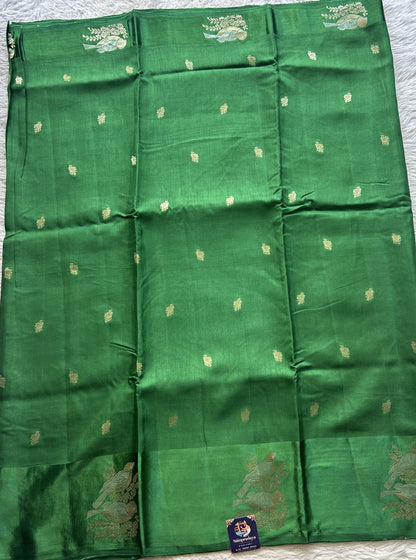 Mona Silk Saree Green Colored Complemented with a Mashrur Border. - Sampradaya Designer Studio