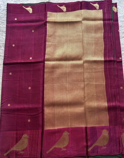 Mona Silk Saree Purple Colored Complemented with a Mashrur Border. - Sampradaya Designer Studio