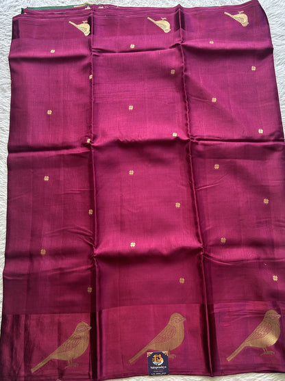 Mona Silk Saree Purple Colored Complemented with a Mashrur Border. - Sampradaya Designer Studio