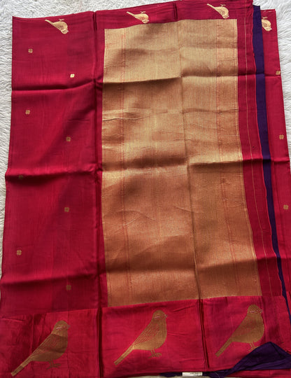 Mona Silk Saree Hot Pink Colored Complemented with a Mashrur Border. - Sampradaya Designer Studio