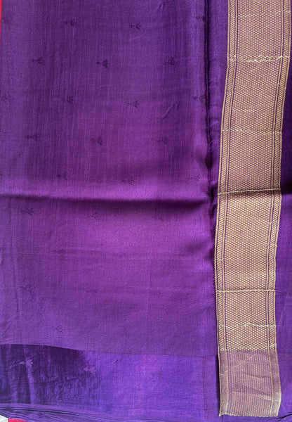 Mona Silk Saree Hot Pink Colored Complemented with a Mashrur Border. - Sampradaya Designer Studio