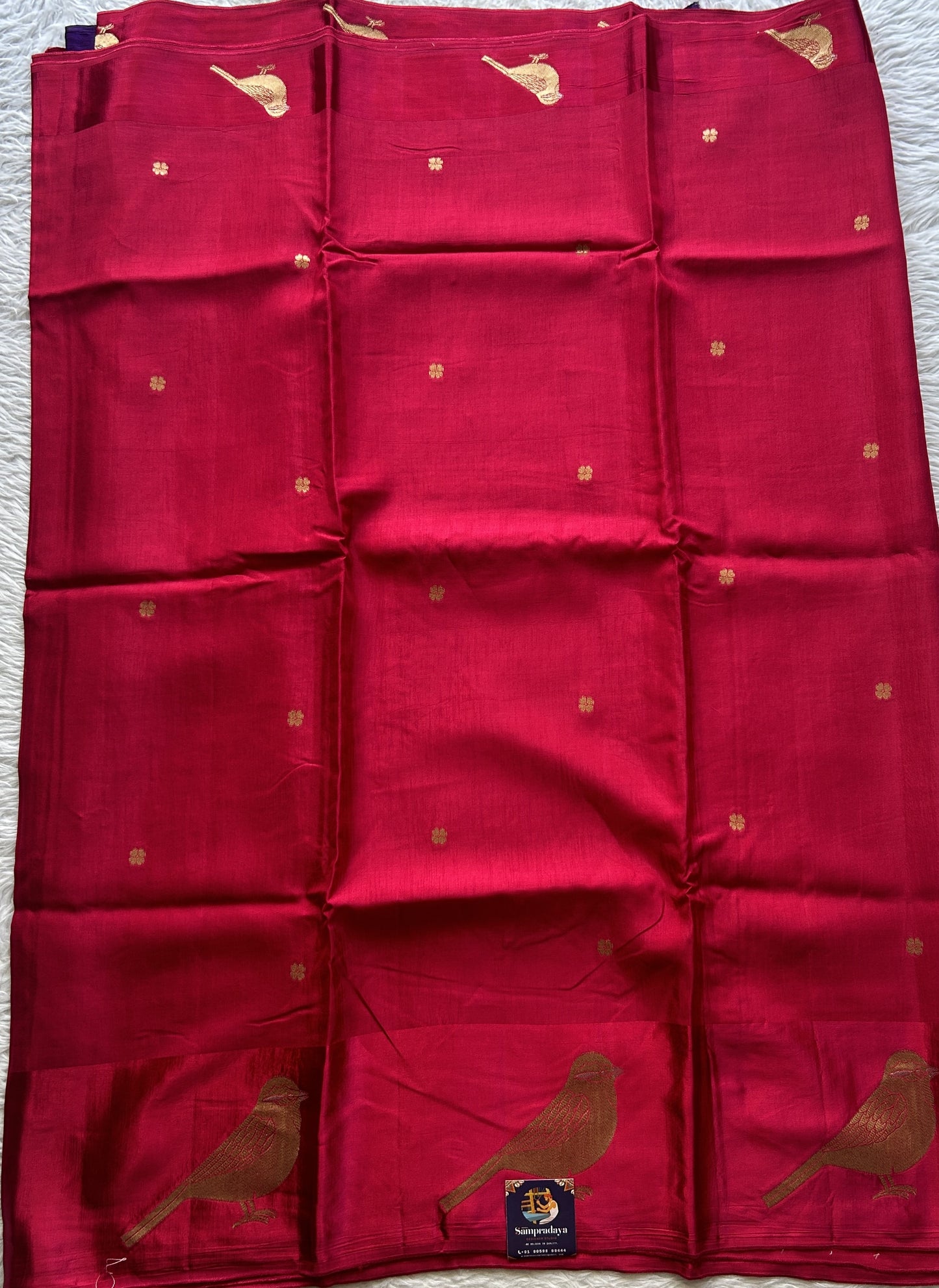 Mona Silk Saree Hot Pink Colored Complemented with a Mashrur Border. - Sampradaya Designer Studio