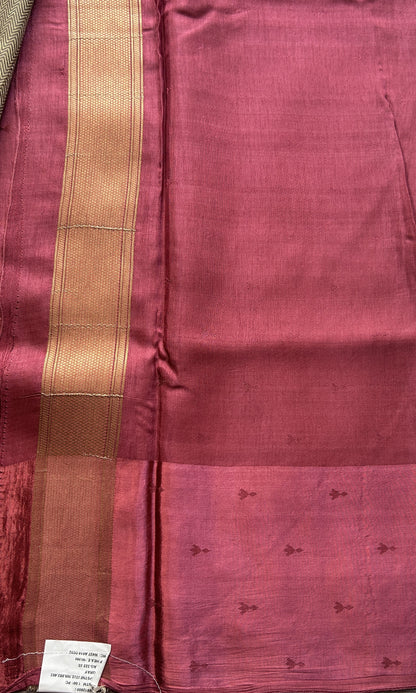 Mona Silk Saree Gray Colored Complemented with a Mashrur Border. - Sampradaya Designer Studio
