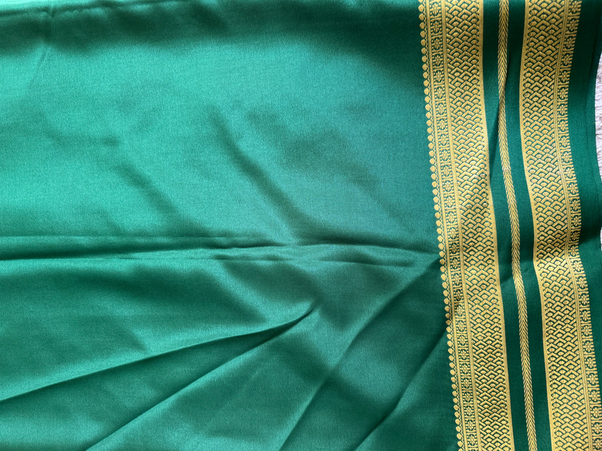 Masted Mysore Crepe Silk Saree with Silver Zari Border | Pure Handloom | Silk Mark Certified