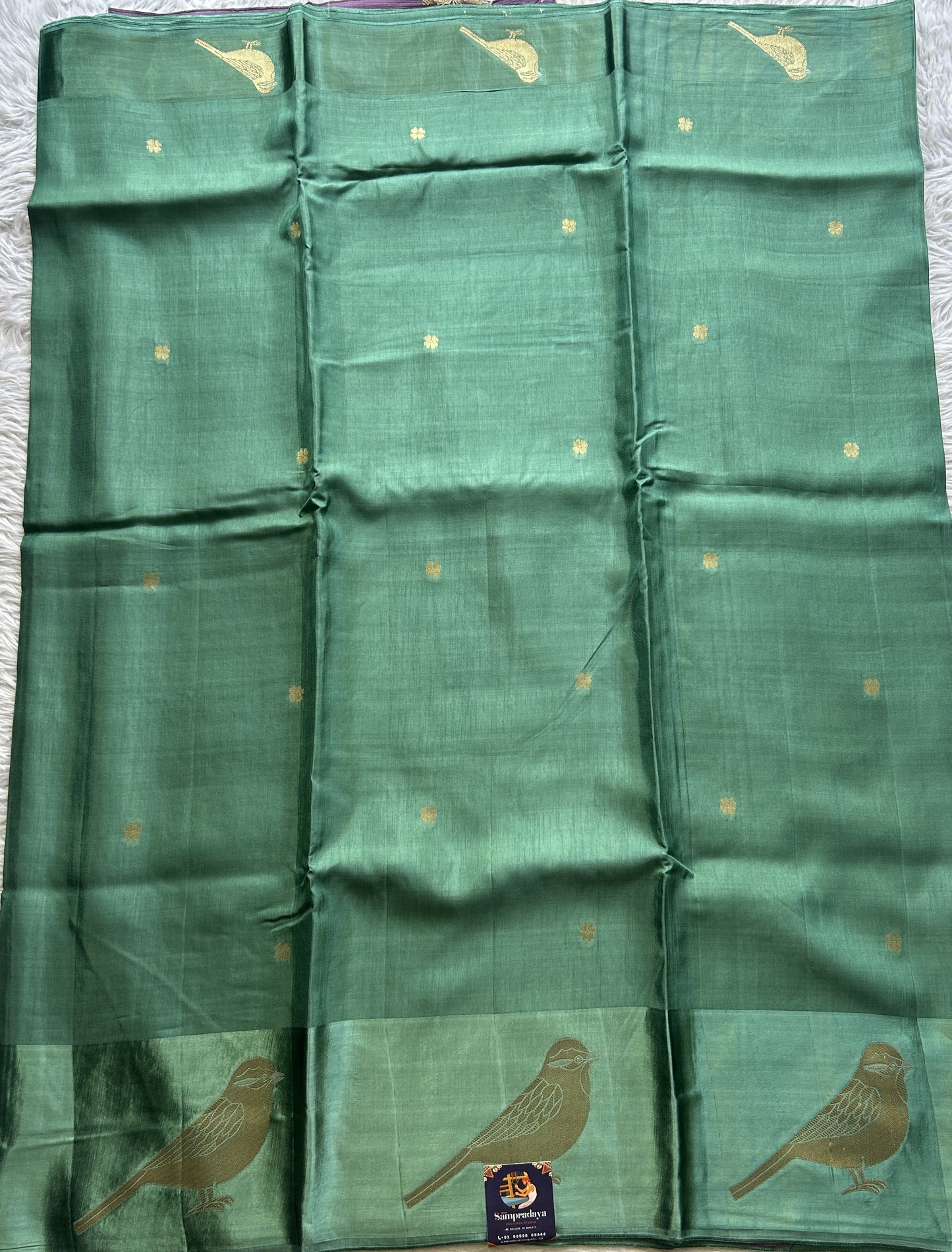 Mona Silk Saree Sea Green Colored Complemented with a Mashrur Border. - Sampradaya Designer Studio