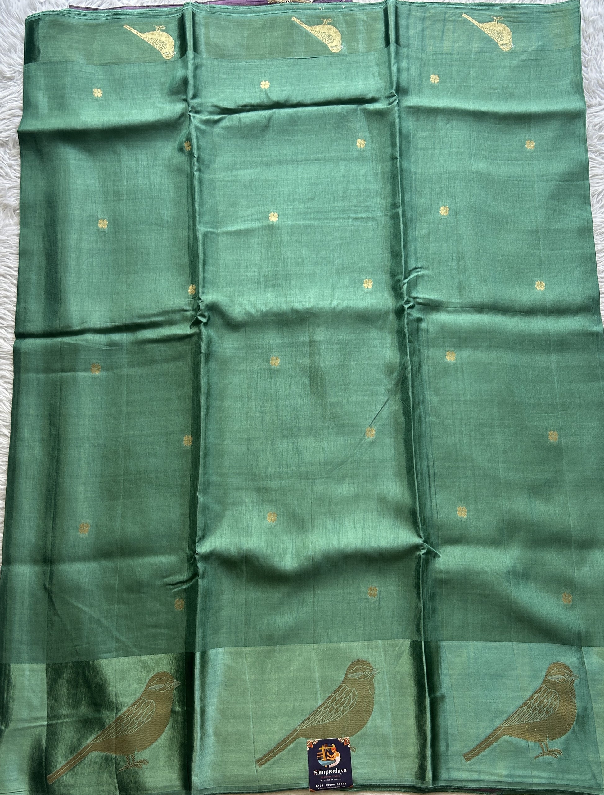 Mona Silk Saree Sea Green Colored Complemented with a Mashrur Border. - Sampradaya Designer Studio