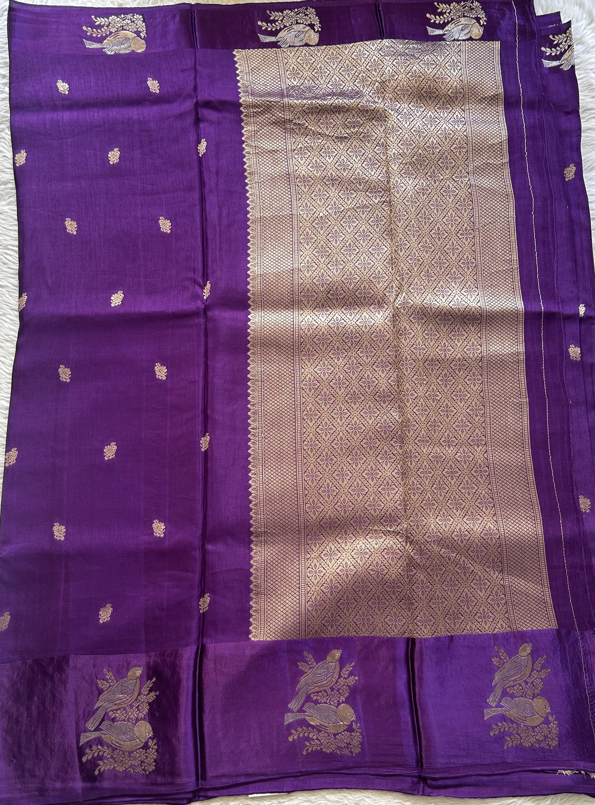 Mona Silk Saree Luxury Purple Colored Complemented with a Mashrur Border. - Sampradaya Designer Studio