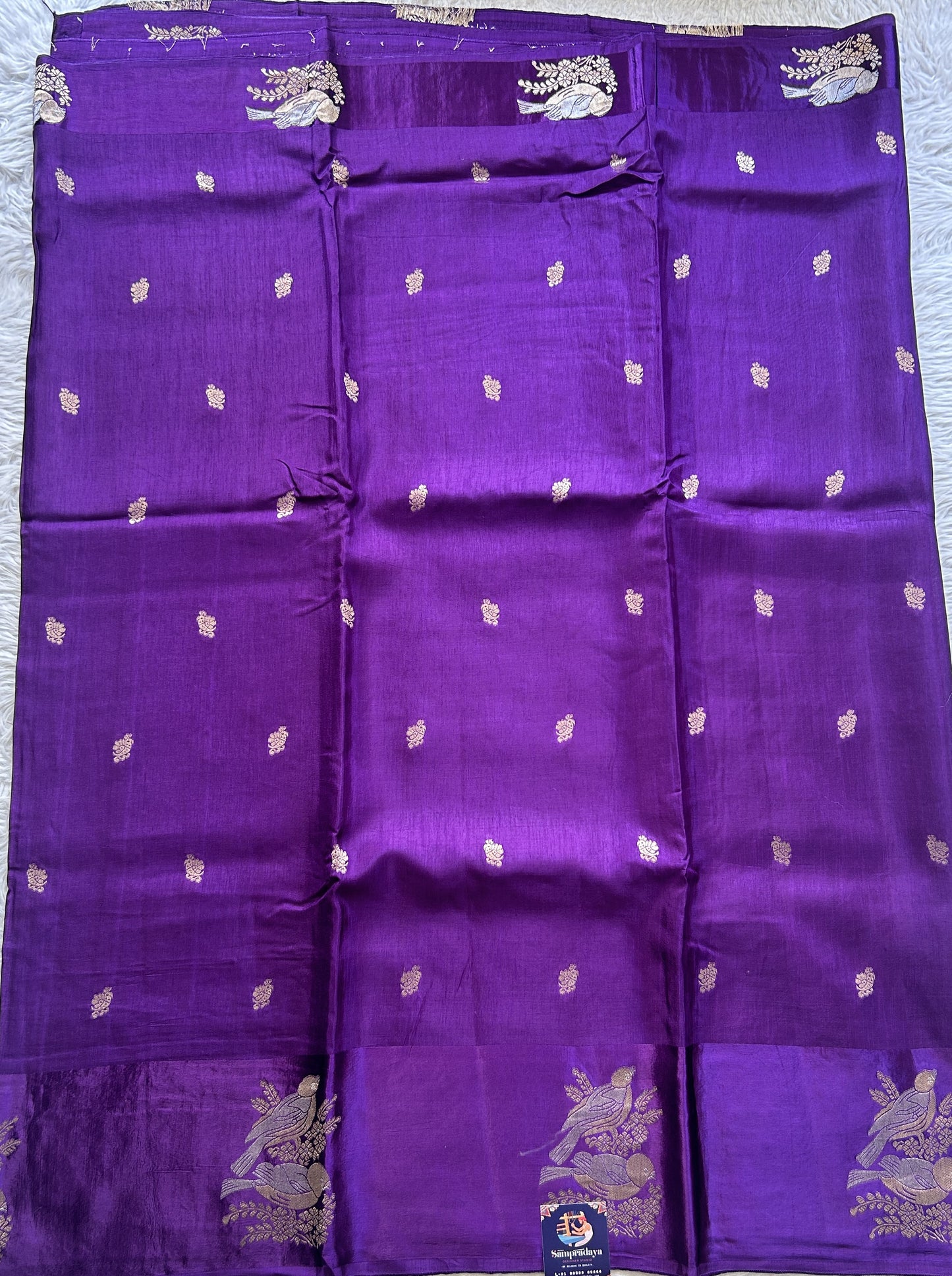 Mona Silk Saree Luxury Purple Colored Complemented with a Mashrur Border. - Sampradaya Designer Studio