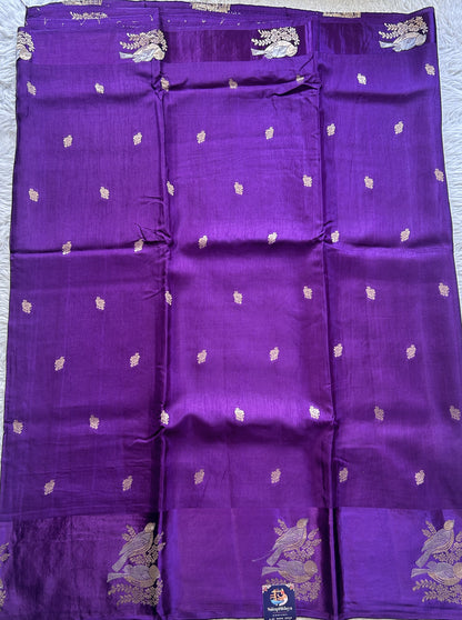 Mona Silk Saree Luxury Purple Colored Complemented with a Mashrur Border. - Sampradaya Designer Studio