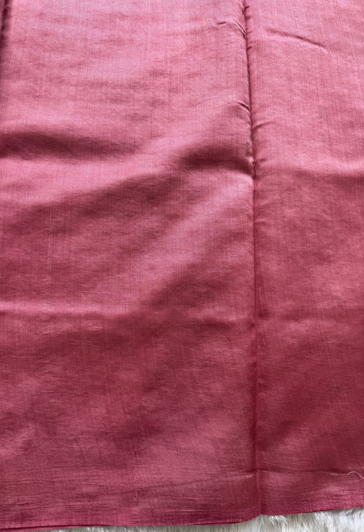 Pure Chiniya Silk Saree Baby Pink Colored Elegantly Paired with a Gold Zari Border.