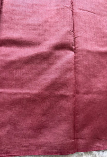 Pure Chiniya Silk Saree Baby Pink Colored Elegantly Paired with a Gold Zari Border.