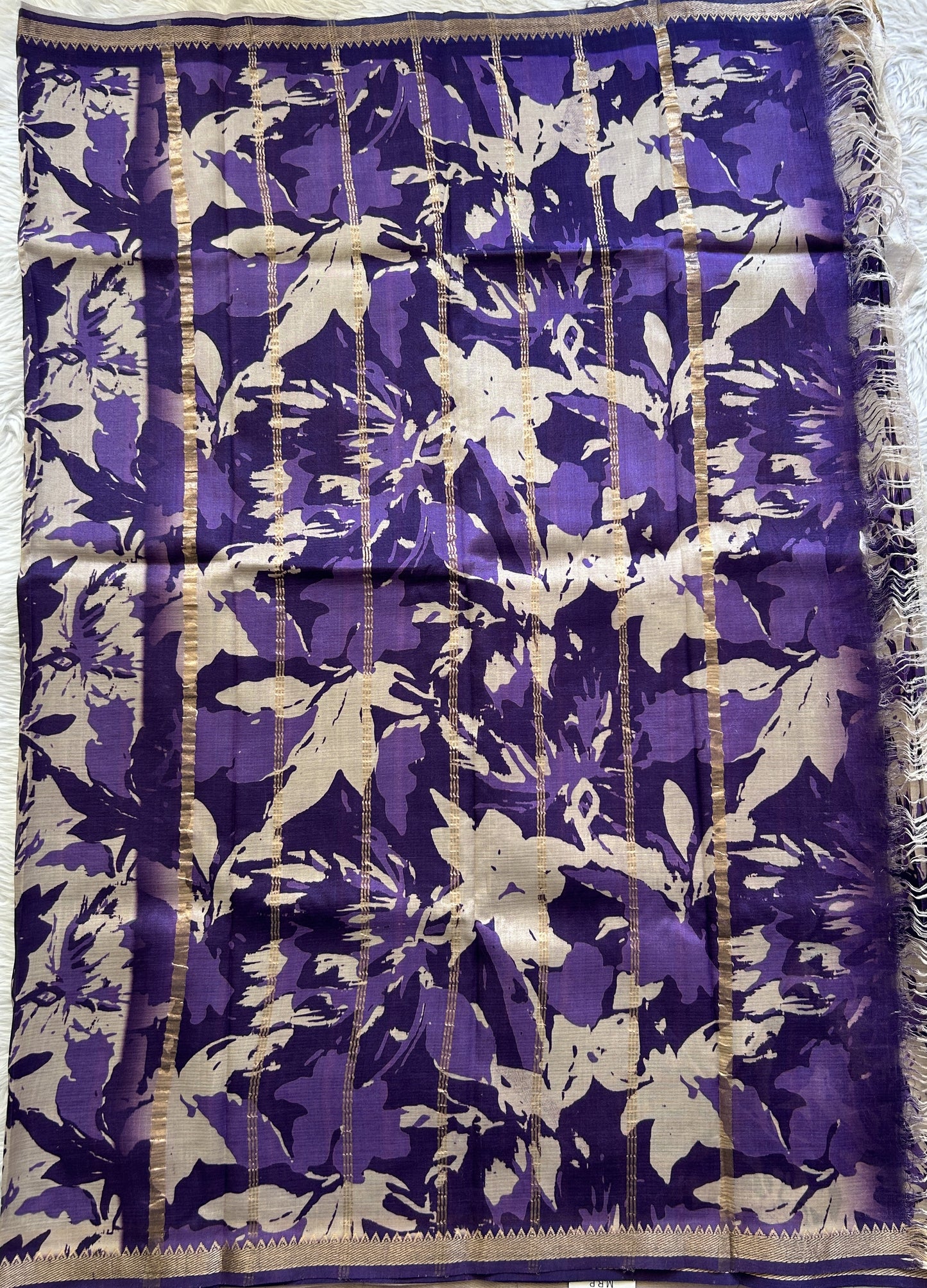 Mangalagiri Pattu Digital Print Saree Purple colored complemented with a Zari Border - Sampradaya Designer Studio