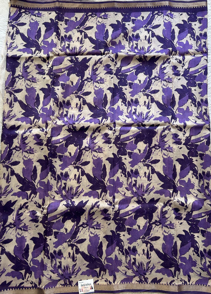 Mangalagiri Pattu Digital Print Saree Purple colored complemented with a Zari Border - Sampradaya Designer Studio