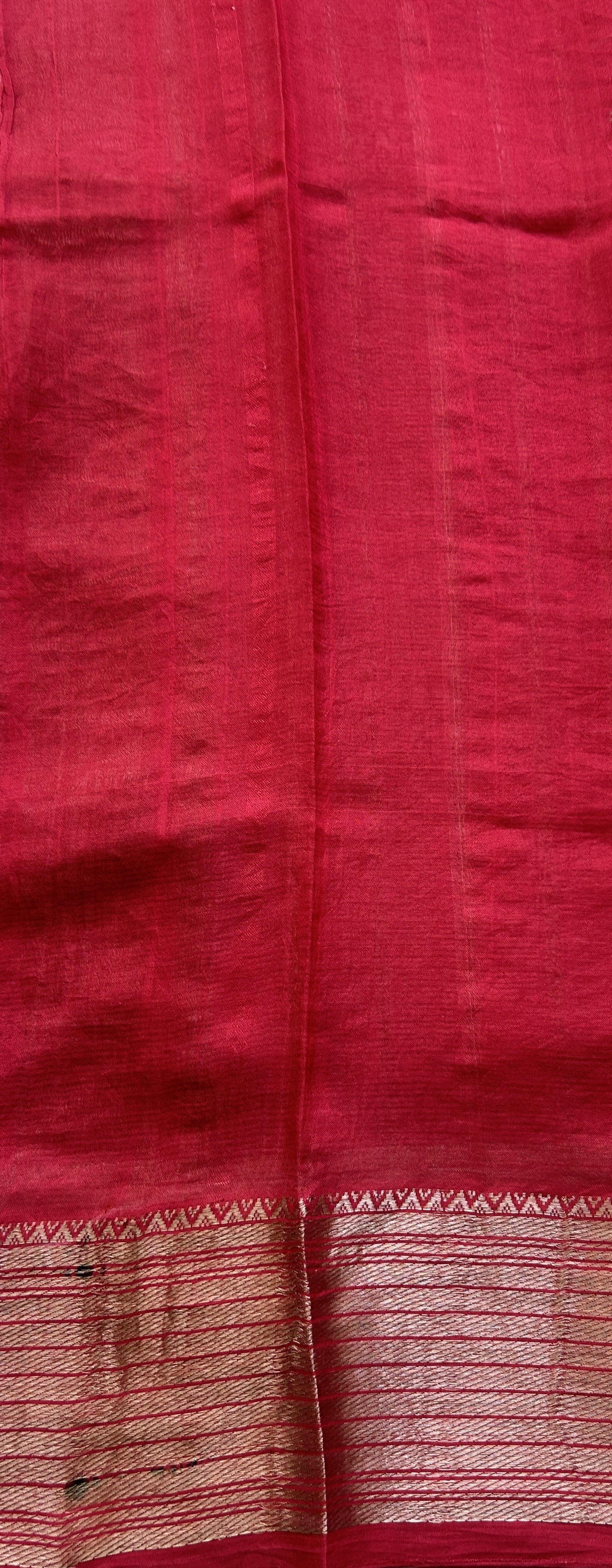 Mangalagiri Pattu Digital Print Saree Orange colored complemented with a Pink Zari Border - Sampradaya Designer Studio