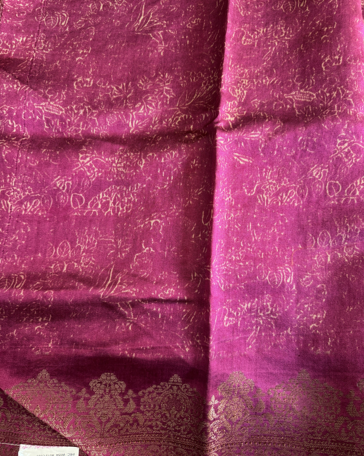 Pure Chiniya Silk Saree   Purple Colored Elegantly Paired with a Gold Zari Border.