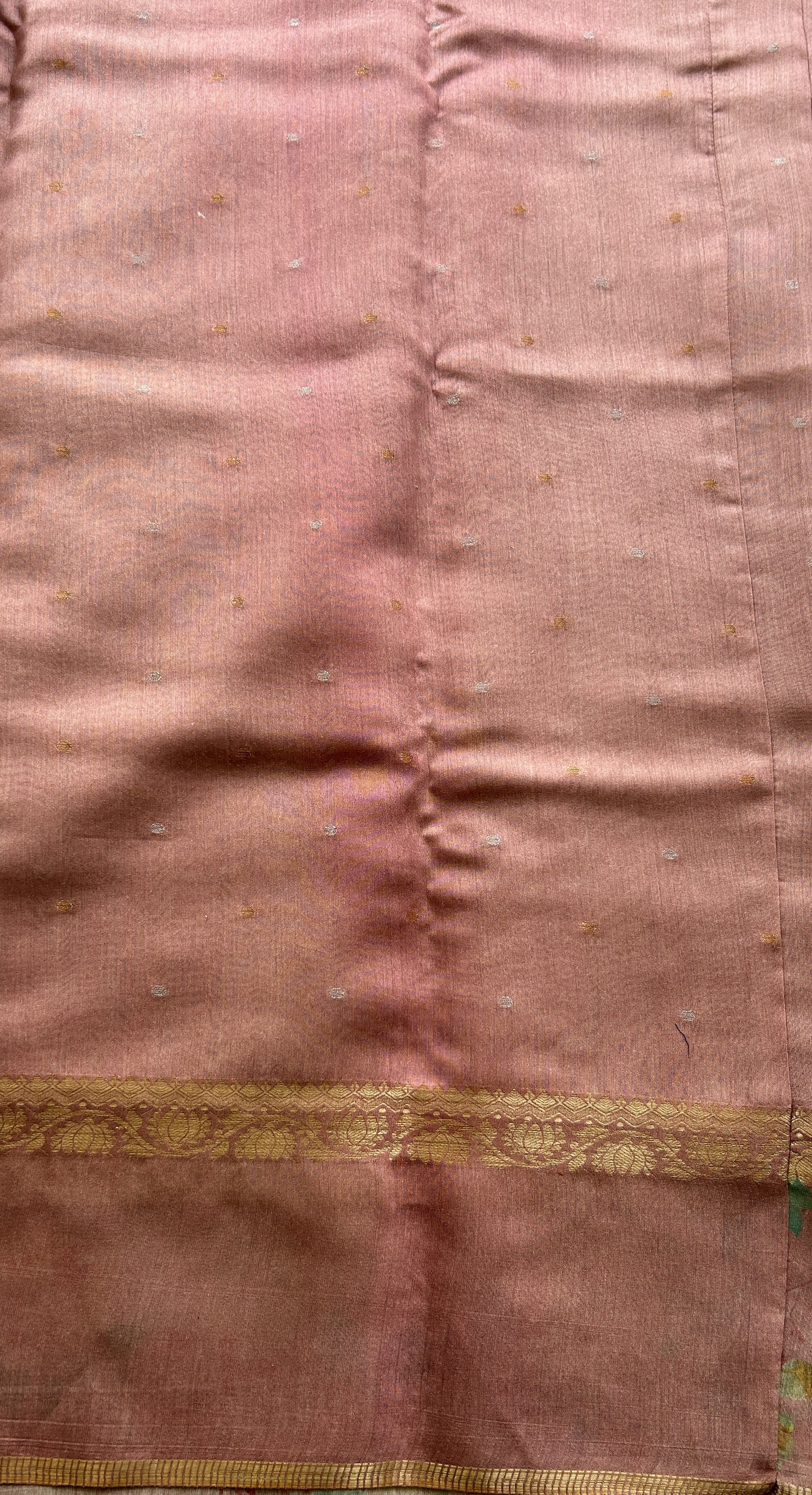 Pure Moonga Tussar Silk Saree Onion Pink Color Complemented with a Digital Print Border. - Sampradaya Designer Studio