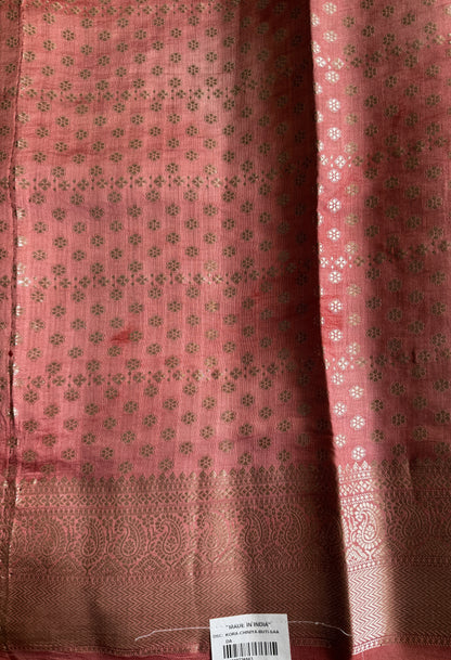 Pure Chiniya Silk Saree Sea Green Colored Elegantly Paired with a Gold Zari Border.