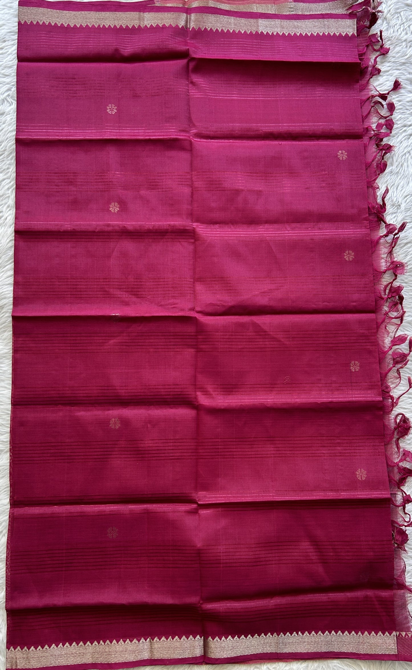 Pure Mangalagiri Pattu Dress Material Onion Pink Colored Paired with a Magenta Pink Color Pattu Dupatta - Sampradaya Designer Studio