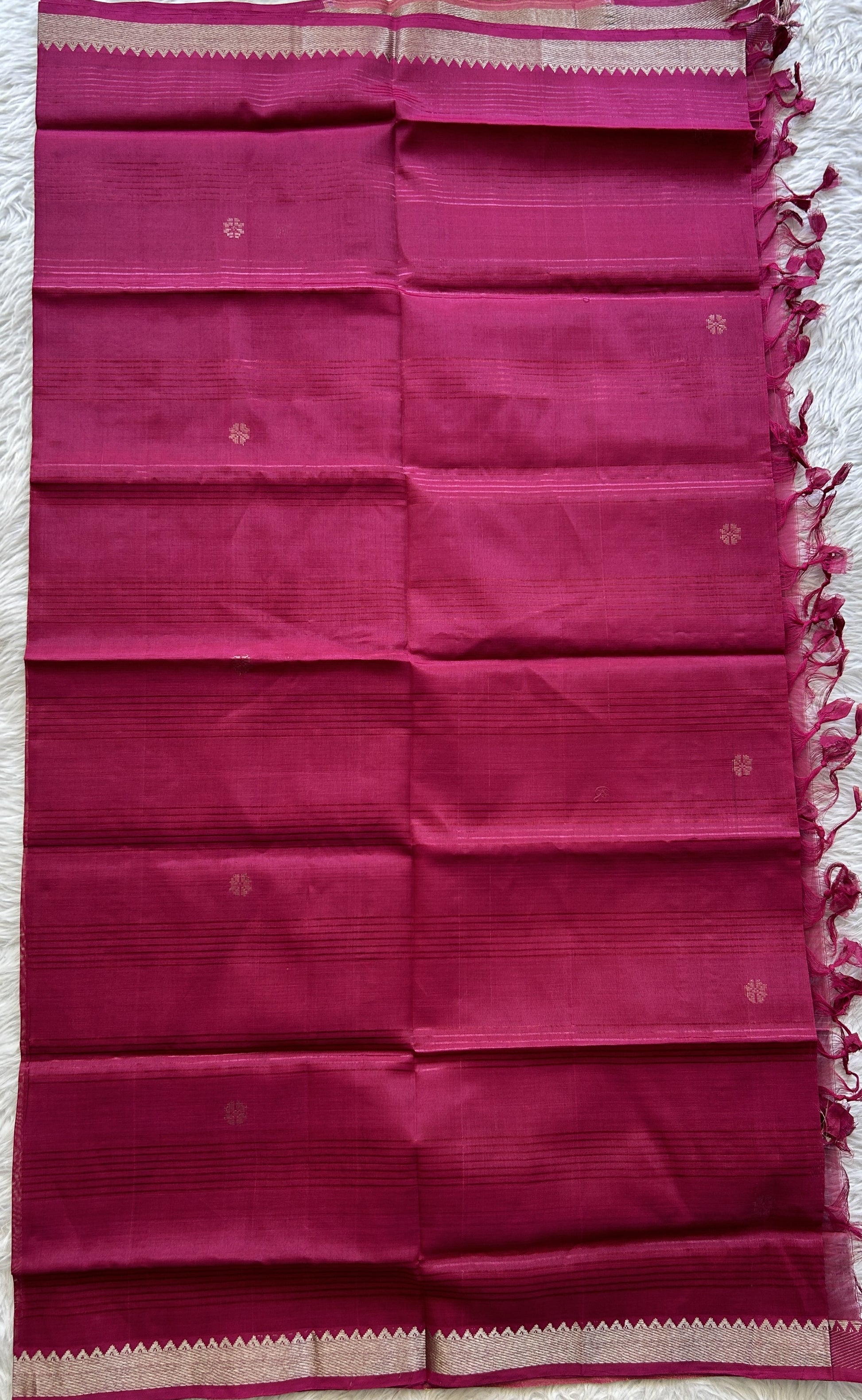 Pure Mangalagiri Pattu Dress Material Onion Pink Colored Paired with a Magenta Pink Color Pattu Dupatta - Sampradaya Designer Studio