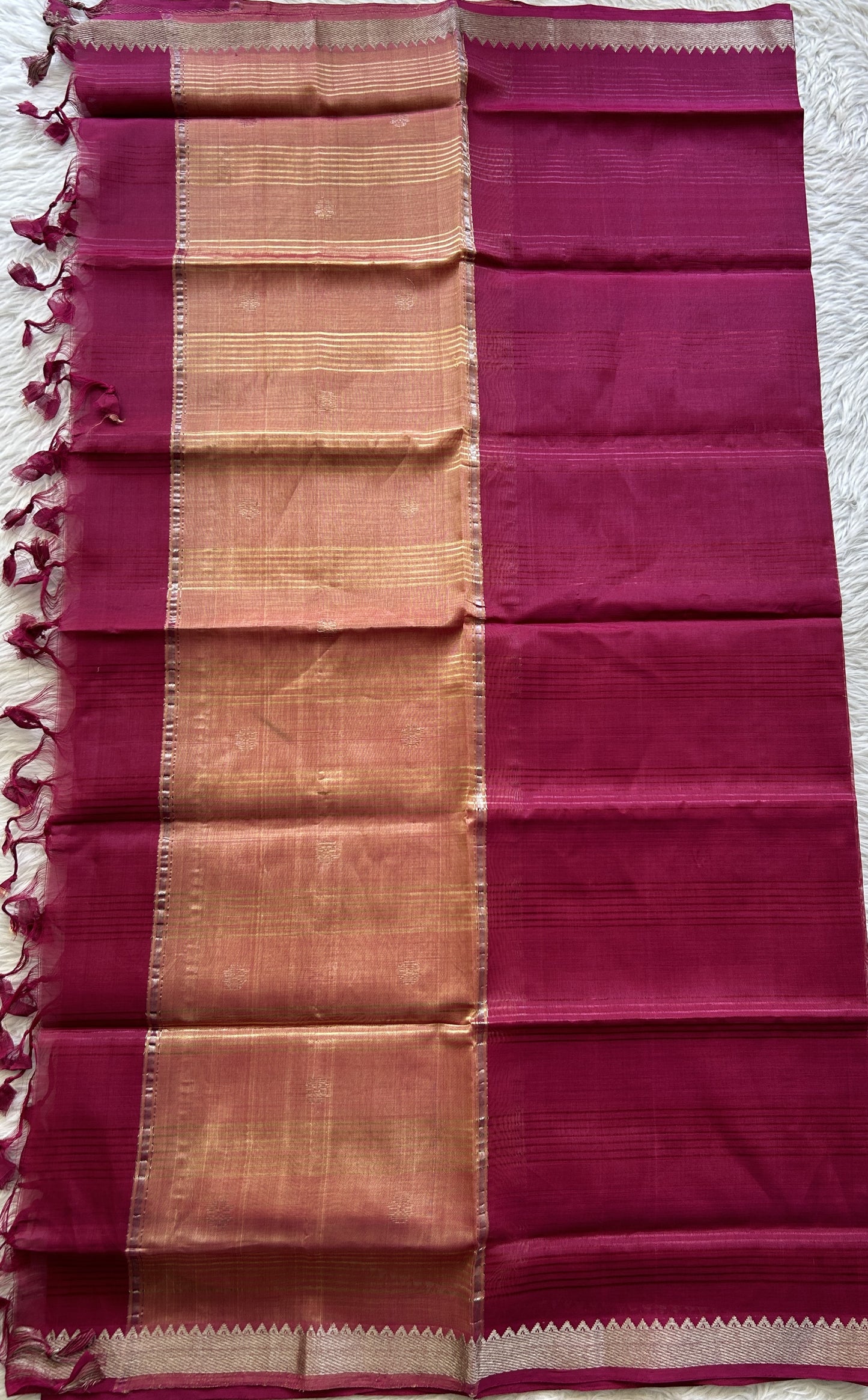 Pure Mangalagiri Pattu Dress Material Onion Pink Colored Paired with a Magenta Pink Color Pattu Dupatta - Sampradaya Designer Studio