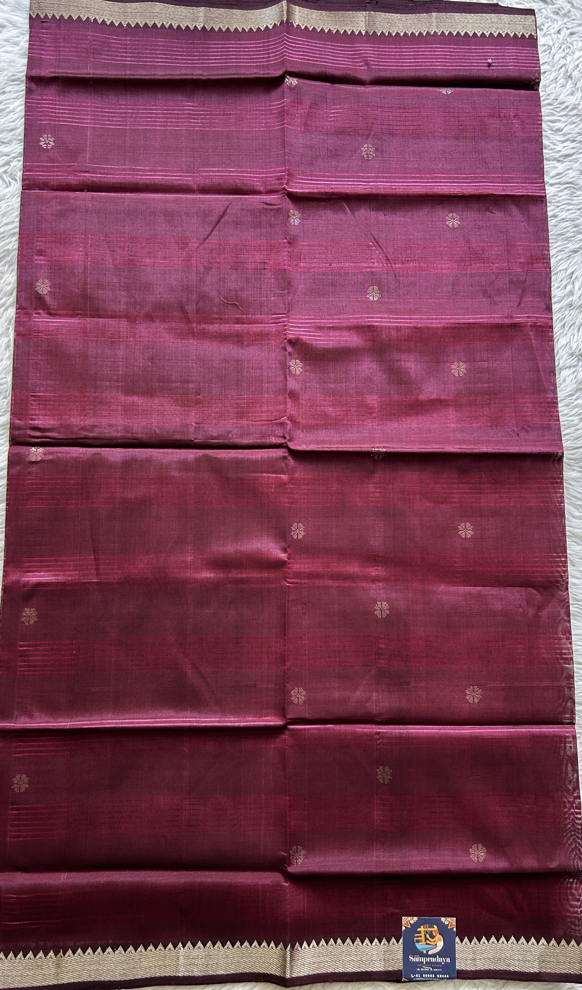 Pure Mangalagiri Pattu Dress Material Burgundy Colored Paired with a Black Color Pattu Dupatta - Sampradaya Designer Studio