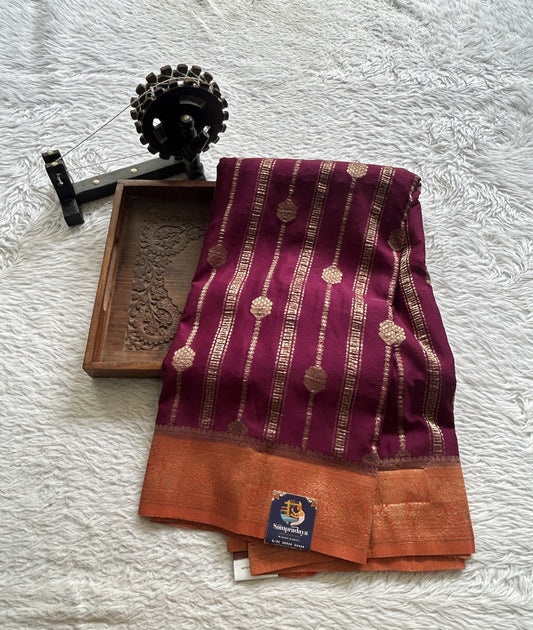 Semi Georgette Saree Purple Colored Elegantly Paired with a Zari Border. - Sampradaya Designer Studio