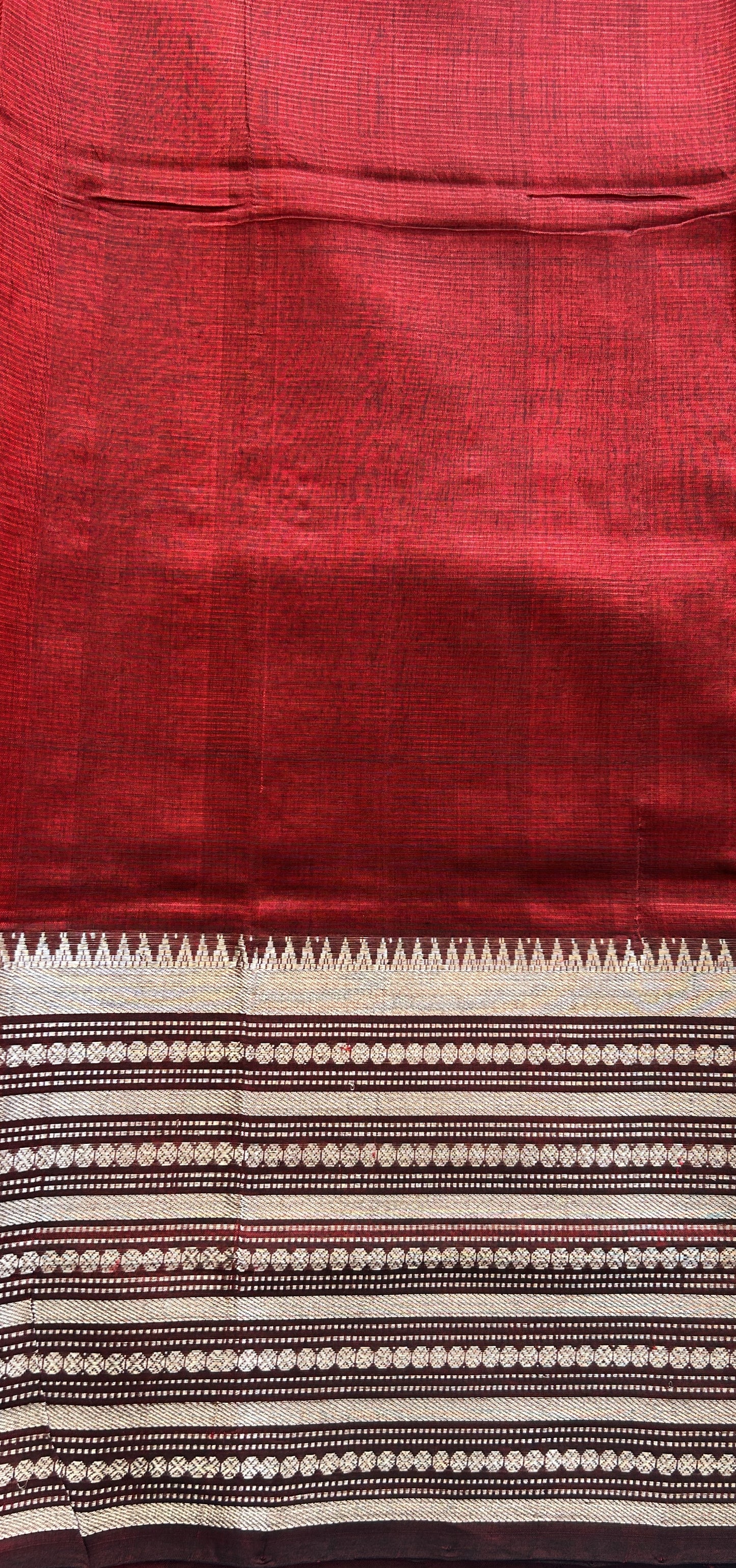Mangalagiri Plain Pattu Saree Maroon colored complemented with a Zari Border - Sampradaya Designer Studio