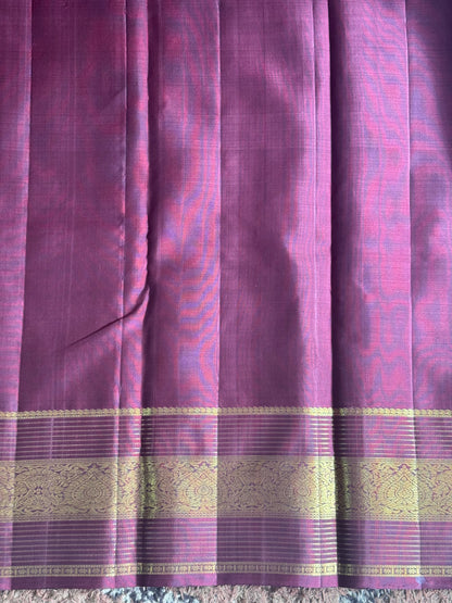 Pure Kanjivaram Silk Saree Rusted Orange Colored Complemented with Brown color Border with a Gold Zari Weaving. - Sampradaya Designer Studio