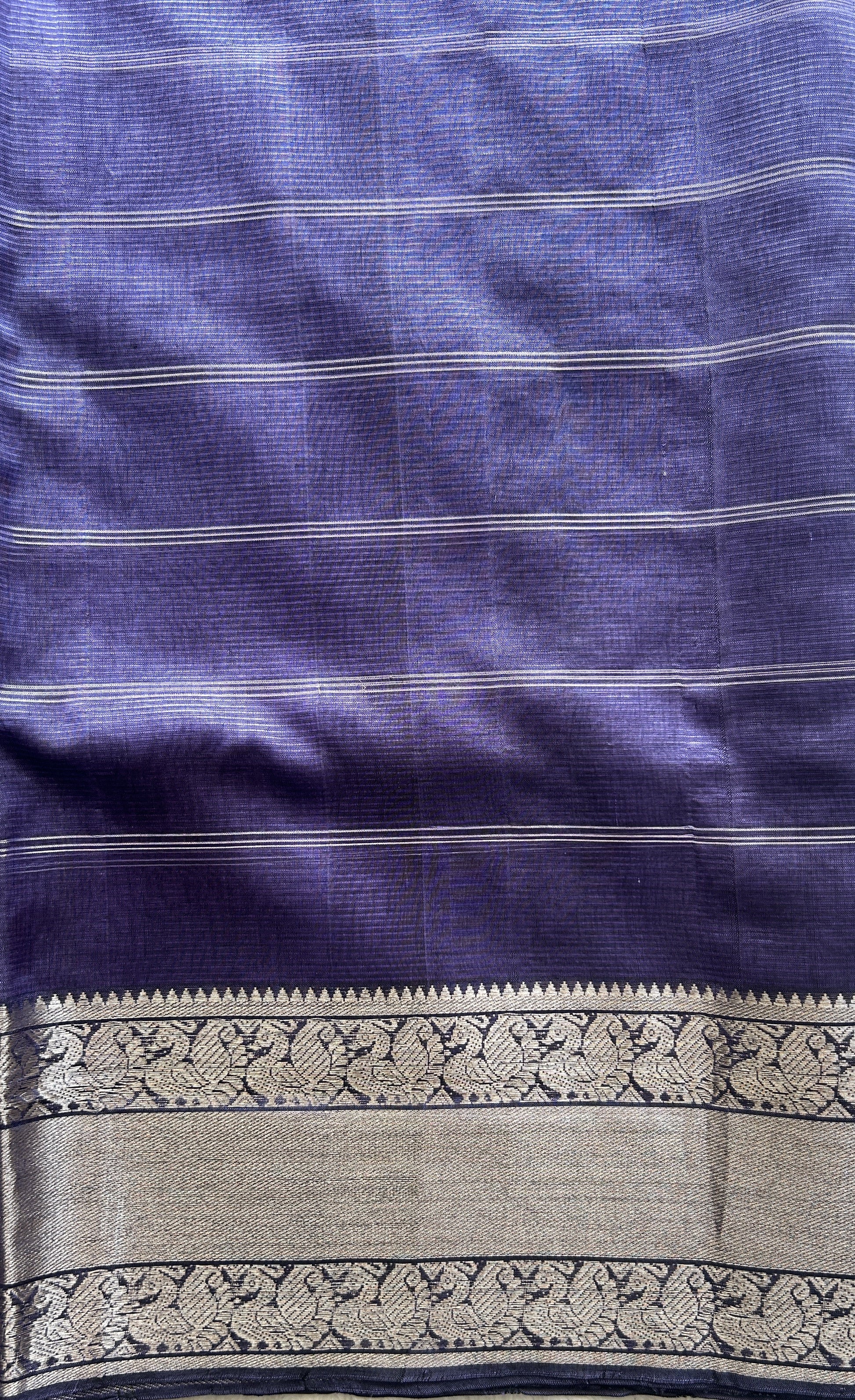 Mangalagiri Checks Pattu Saree Lilac colored complemented with a Zari Border - Sampradaya Designer Studio