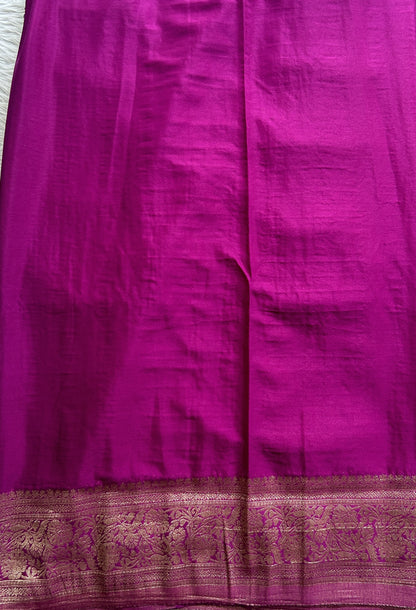 Semi Georgette Saree Dark Blue Colored Elegantly Paired with a Zari Border. - Sampradaya Designer Studio