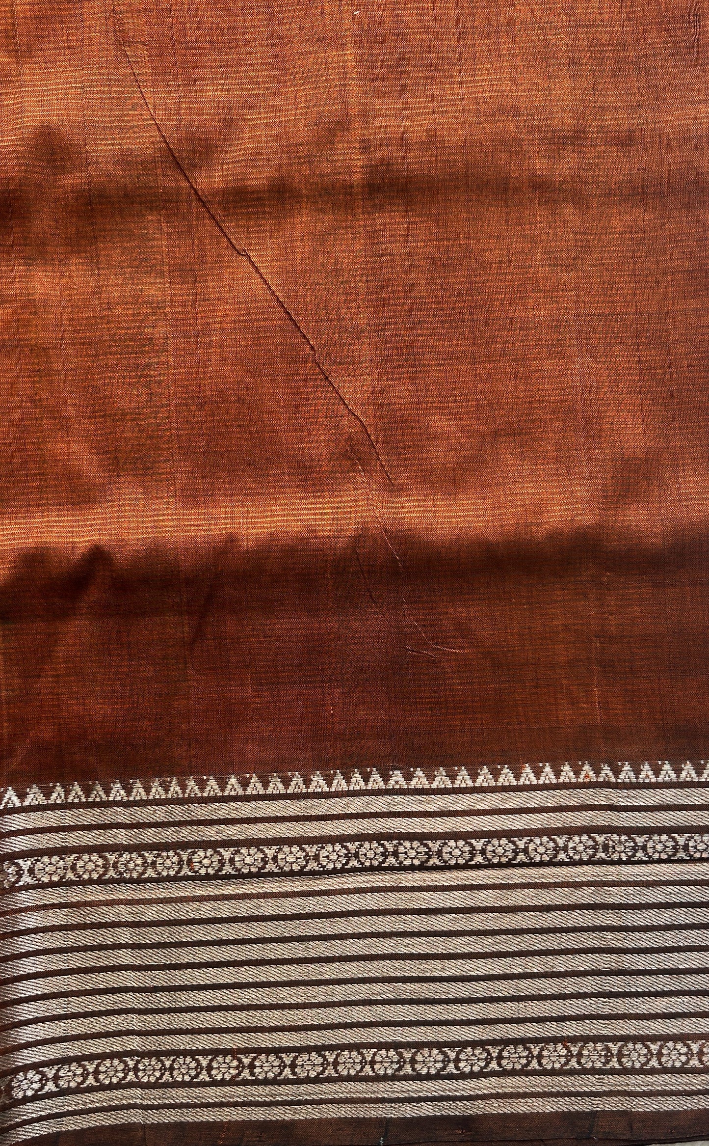 Mangalagiri Plain Pattu Saree Chocolate Brown colored complemented with a Zari Border - Sampradaya Designer Studio