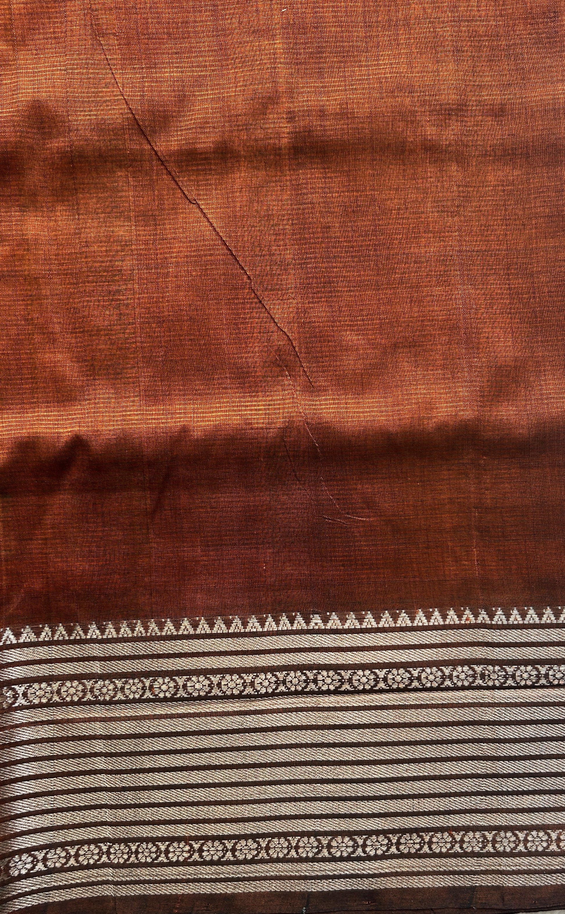 Mangalagiri Plain Pattu Saree Chocolate Brown colored complemented with a Zari Border - Sampradaya Designer Studio