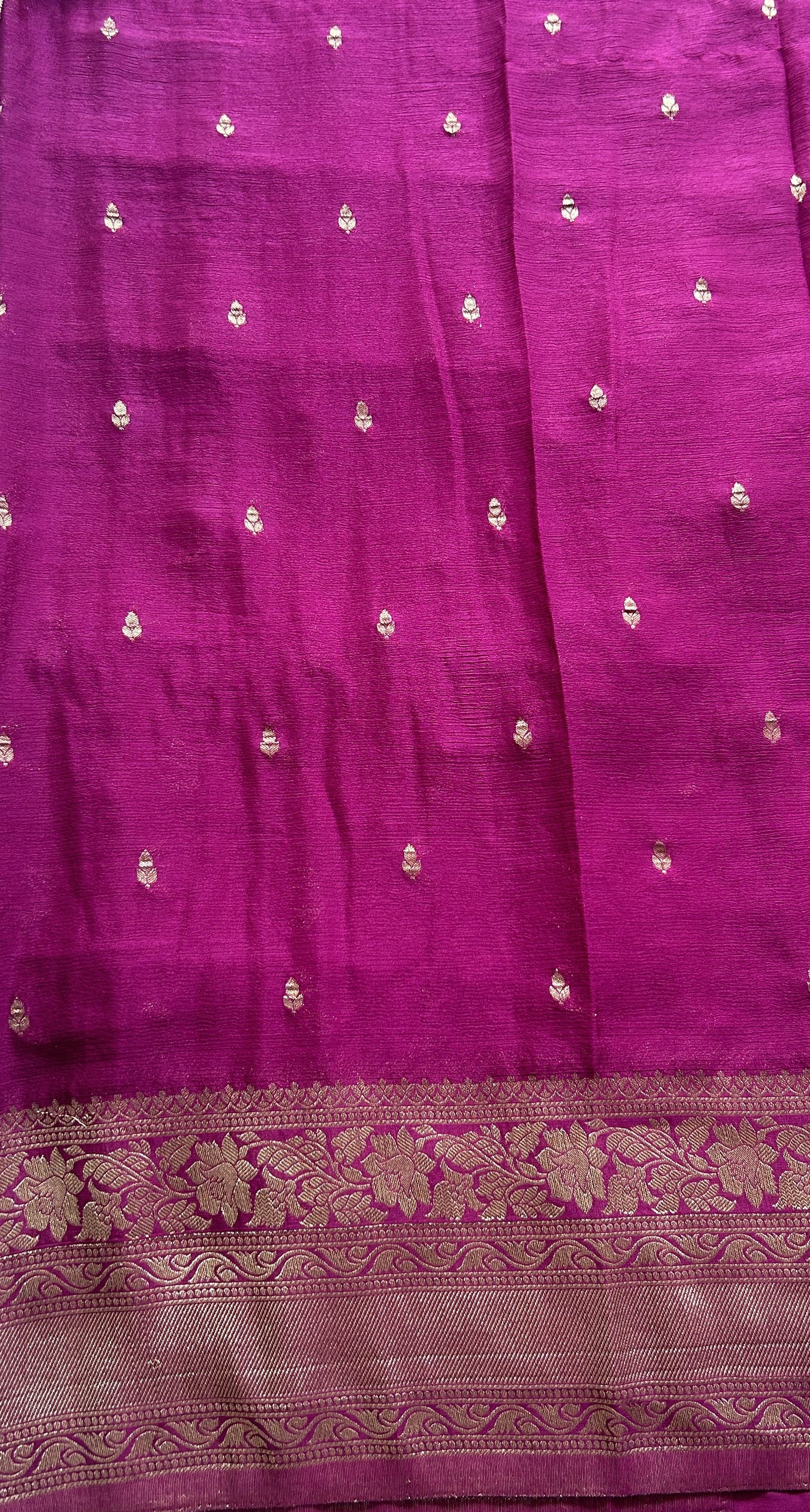 Semi Georgette Saree Dark Peach Colored Elegantly Paired with a Wine Color  Zari Border. - Sampradaya Designer Studio