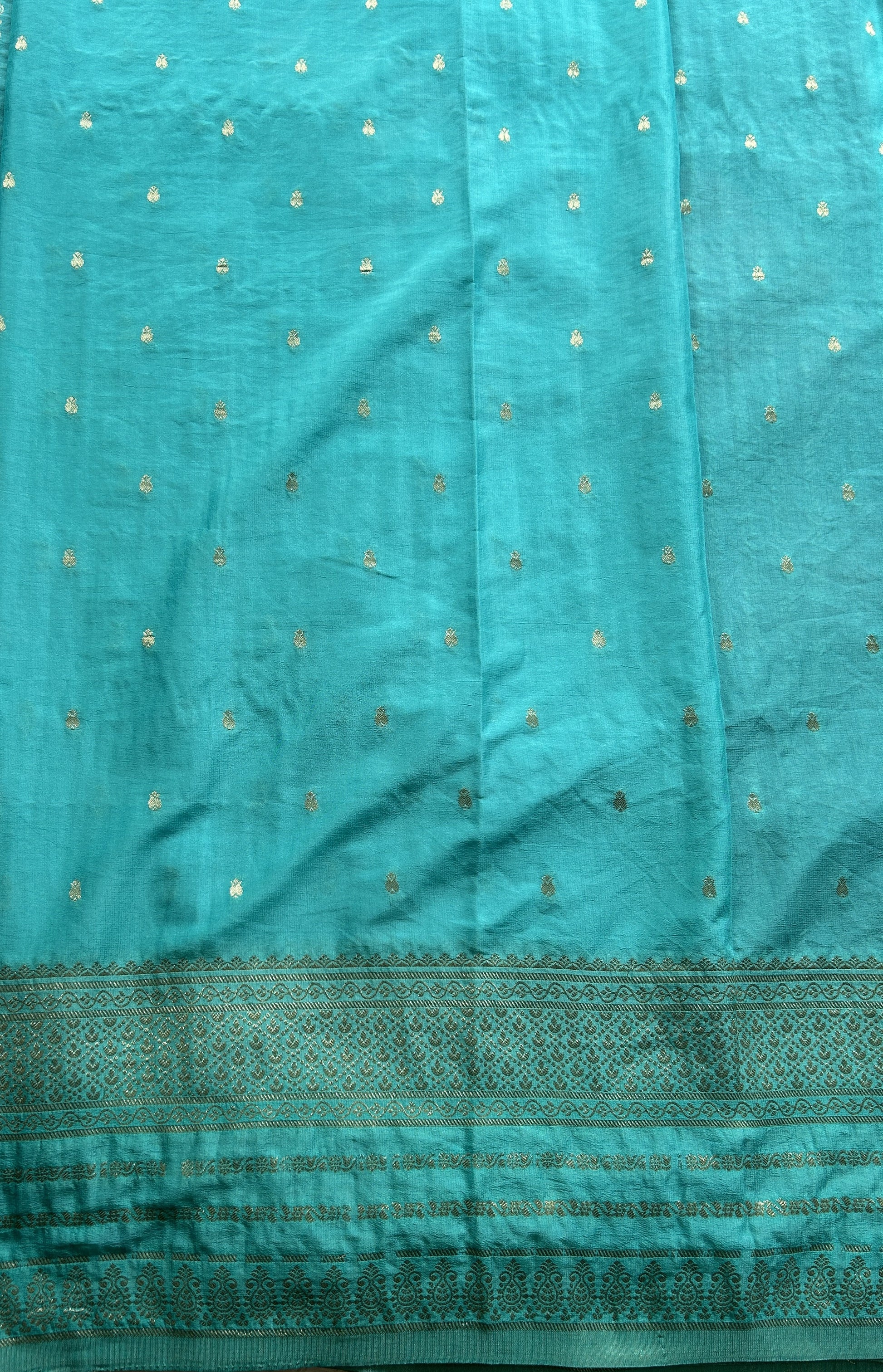 Semi Georgette Saree Navy Blue Colored Elegantly Paired with a Zari Border. - Sampradaya Designer Studio