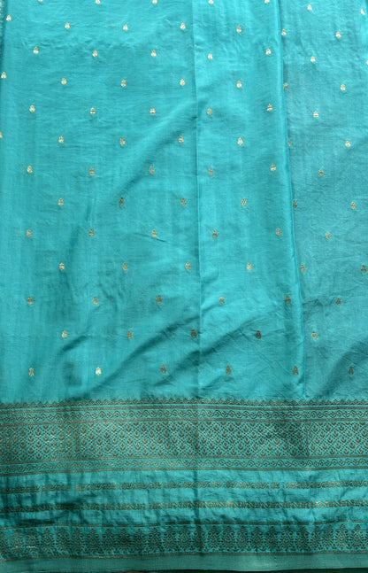 Semi Georgette Saree Navy Blue Colored Elegantly Paired with a Zari Border. - Sampradaya Designer Studio