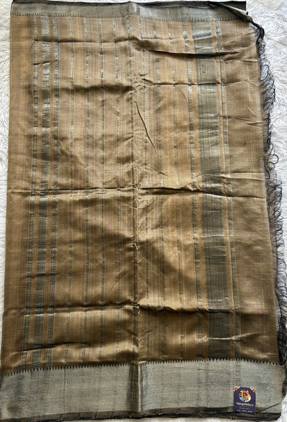 Mangalagiri Plain Pattu Saree Peanut colored complemented with a Zari Border - Sampradaya Designer Studio