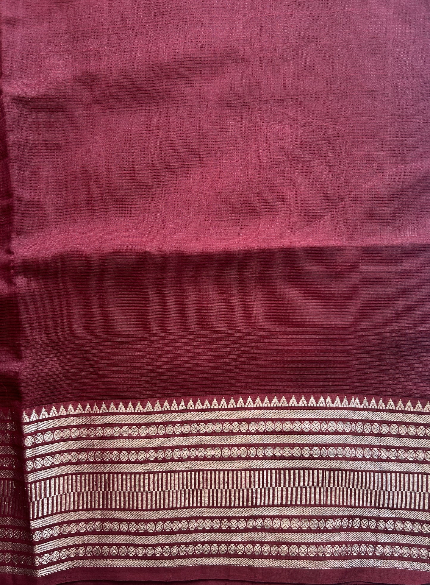 Mangalagiri Plain Pattu Saree Dark Maroon colored complemented with a Zari Border - Sampradaya Designer Studio