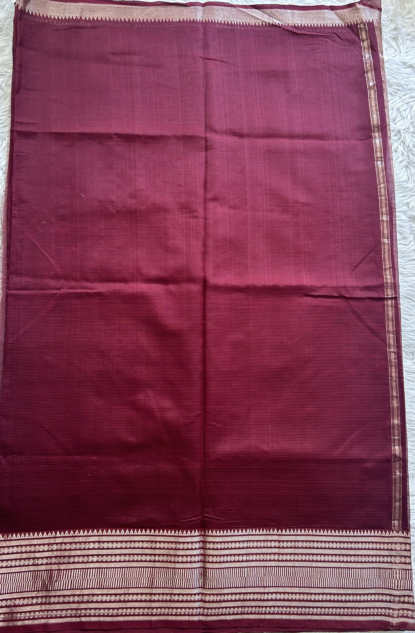 Mangalagiri Plain Pattu Saree Dark Maroon colored complemented with a Zari Border - Sampradaya Designer Studio