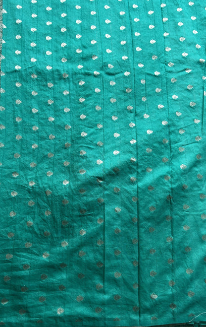 Semi Georgette Saree Sea Green Colored Elegantly Paired with a Zari Border. - Sampradaya Designer Studio
