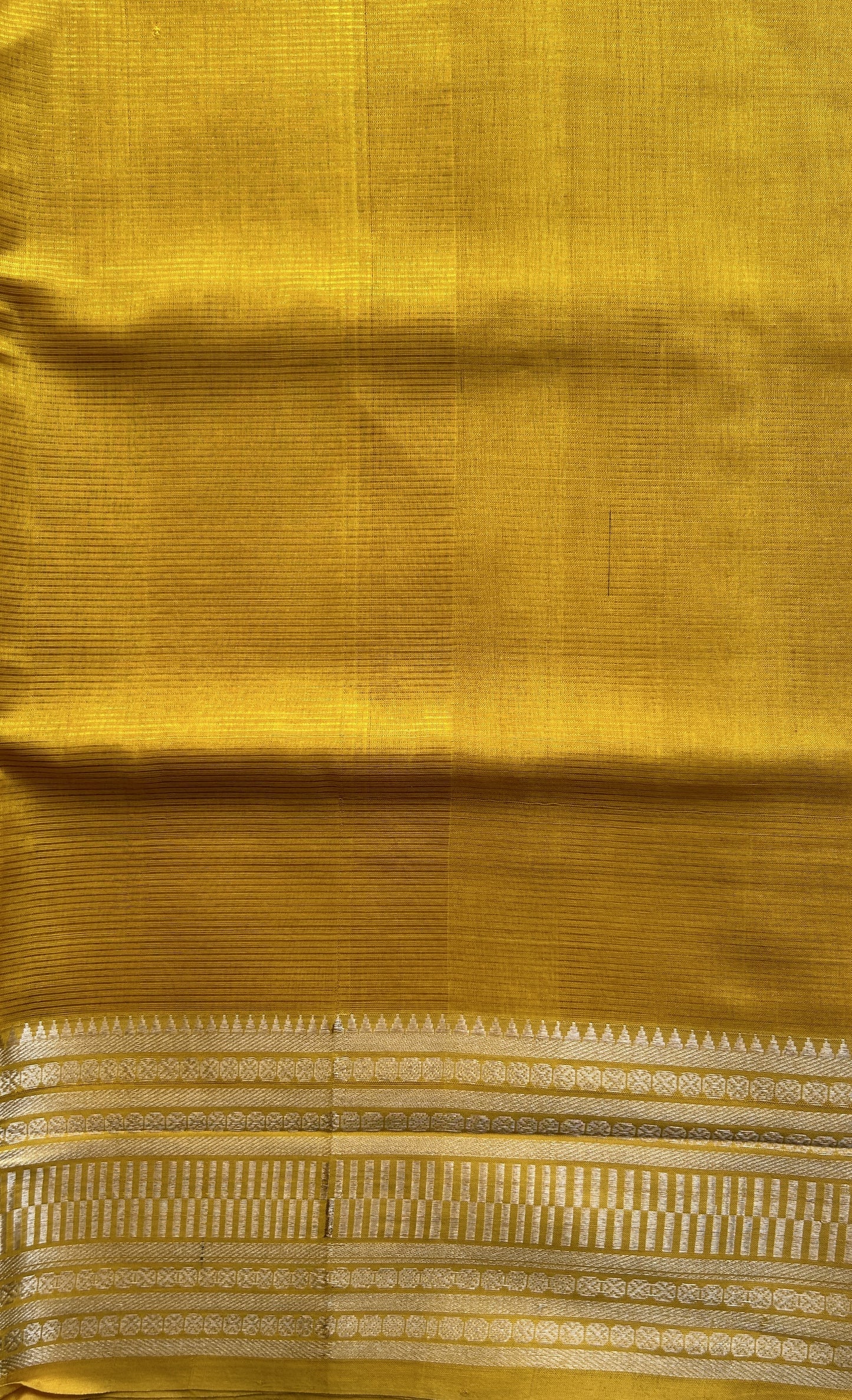 Mangalagiri Plain Pattu Saree Yellow colored complemented with a Zari Border - Sampradaya Designer Studio