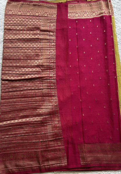 Semi Georgette Saree Pear Colored Elegantly Paired with a Zari Border. - Sampradaya Designer Studio