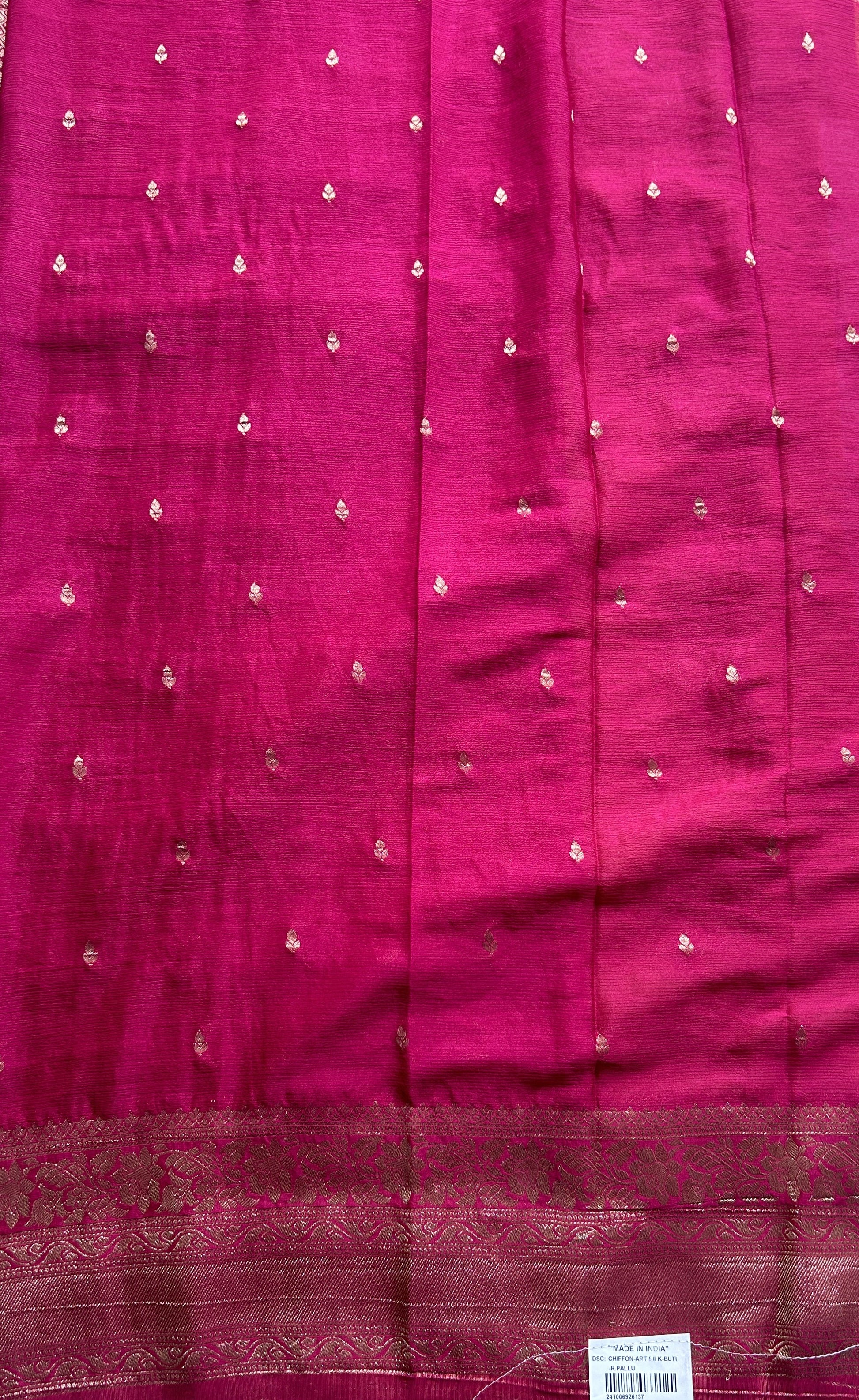 Semi Georgette Saree Pear Colored Elegantly Paired with a Zari Border. - Sampradaya Designer Studio
