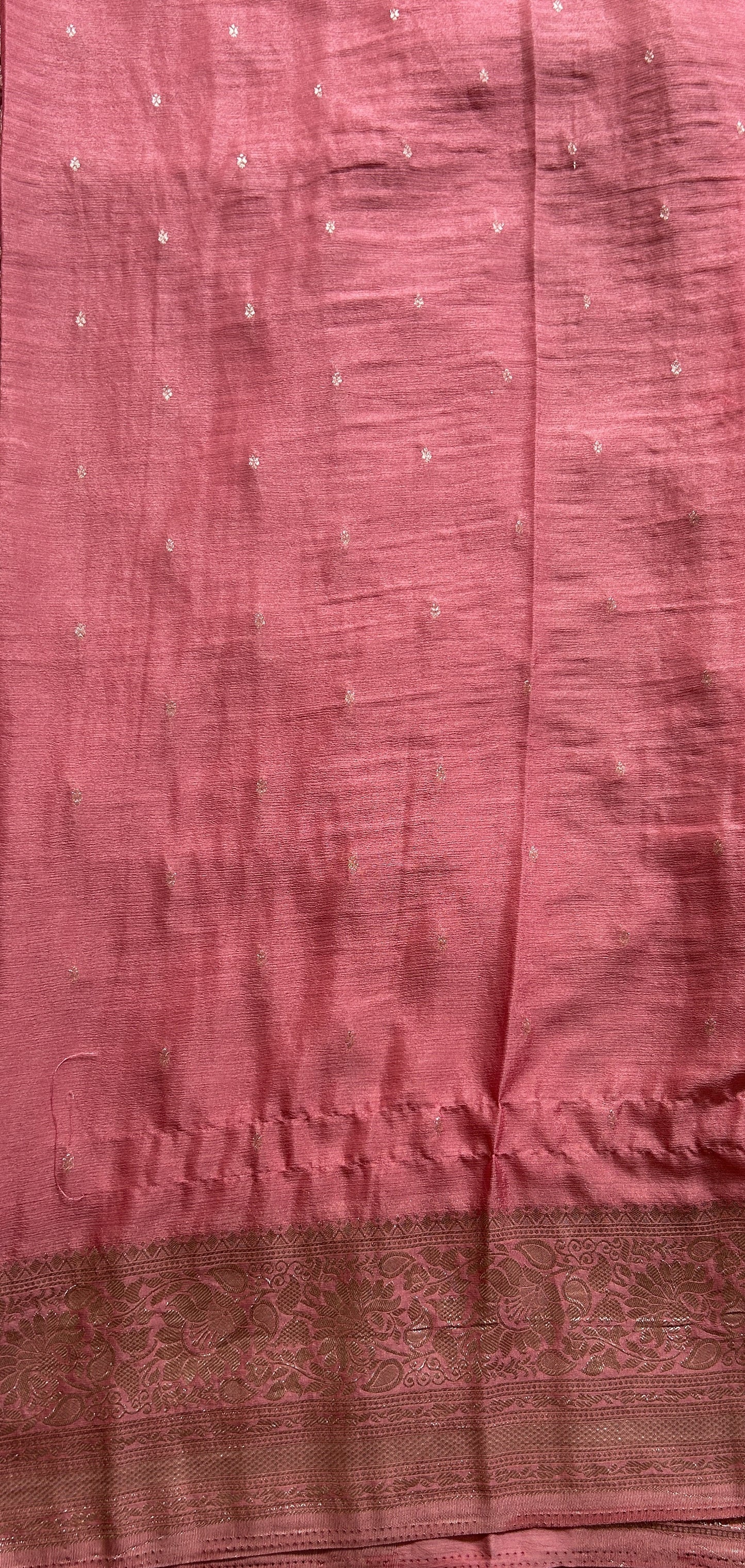 Semi Georgette Saree Rose Pink Colored Elegantly Paired with a Zari Border. - Sampradaya Designer Studio