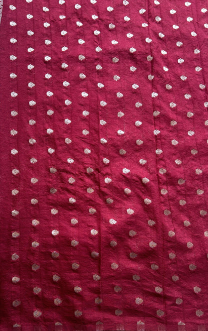 Semi Georgette Saree Maroon Colored Elegantly Paired with a Zari Border. - Sampradaya Designer Studio