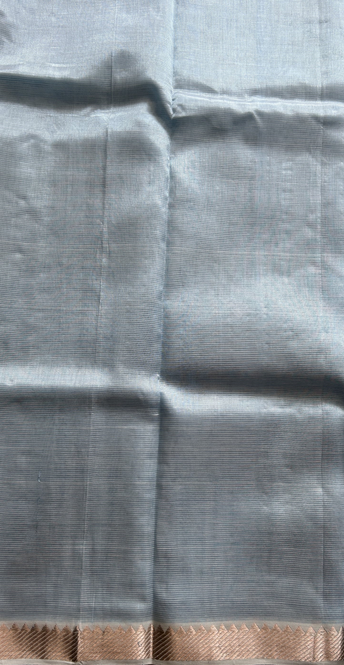 Mangalagiri Plain Pattu Saree Sea Blue colored complemented with a Zari Border - Sampradaya Designer Studio