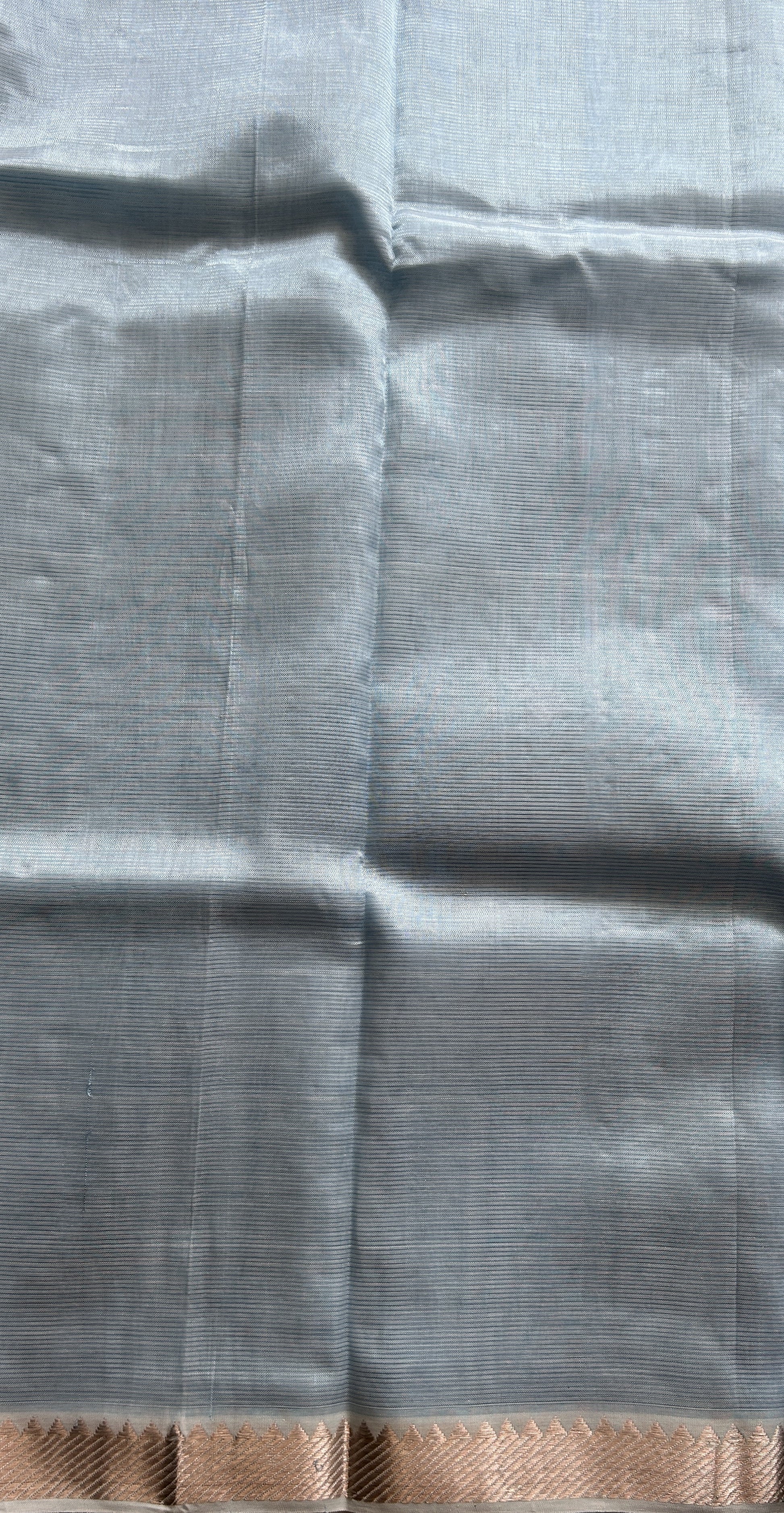 Mangalagiri Plain Pattu Saree Sea Blue colored complemented with a Zari Border - Sampradaya Designer Studio