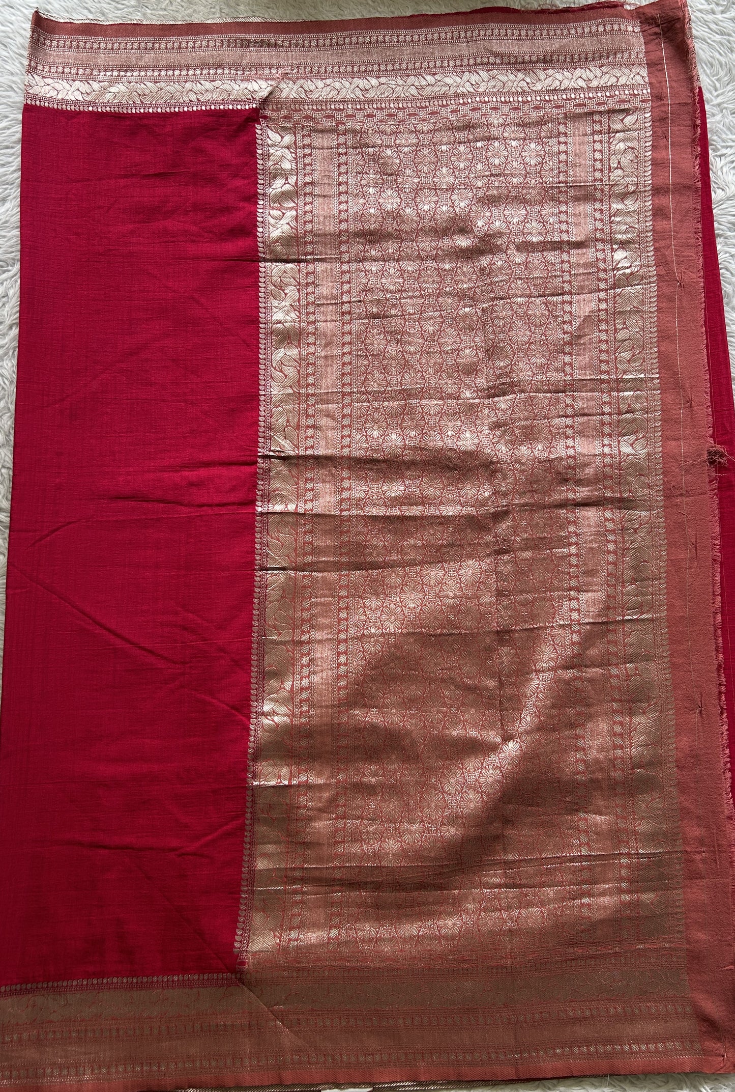 Semi Georgette Saree Hot Pink Colored Elegantly Paired with a Zari Border. - Sampradaya Designer Studio