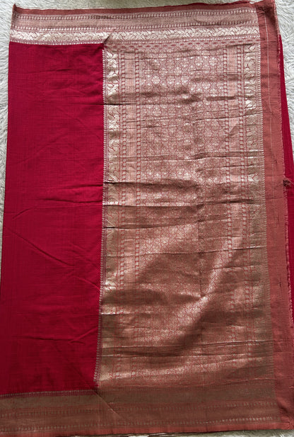 Semi Georgette Saree Hot Pink Colored Elegantly Paired with a Zari Border. - Sampradaya Designer Studio